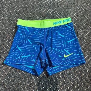 Nike Pro Vibrant Blue and Lime Shorts